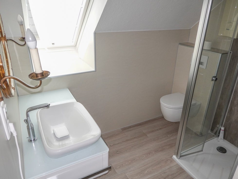 Das moderne Tageslichtbad mit Dusche