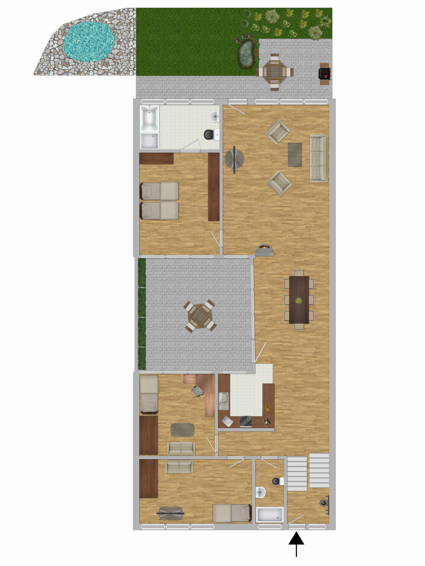 Grundriss neu möbliert