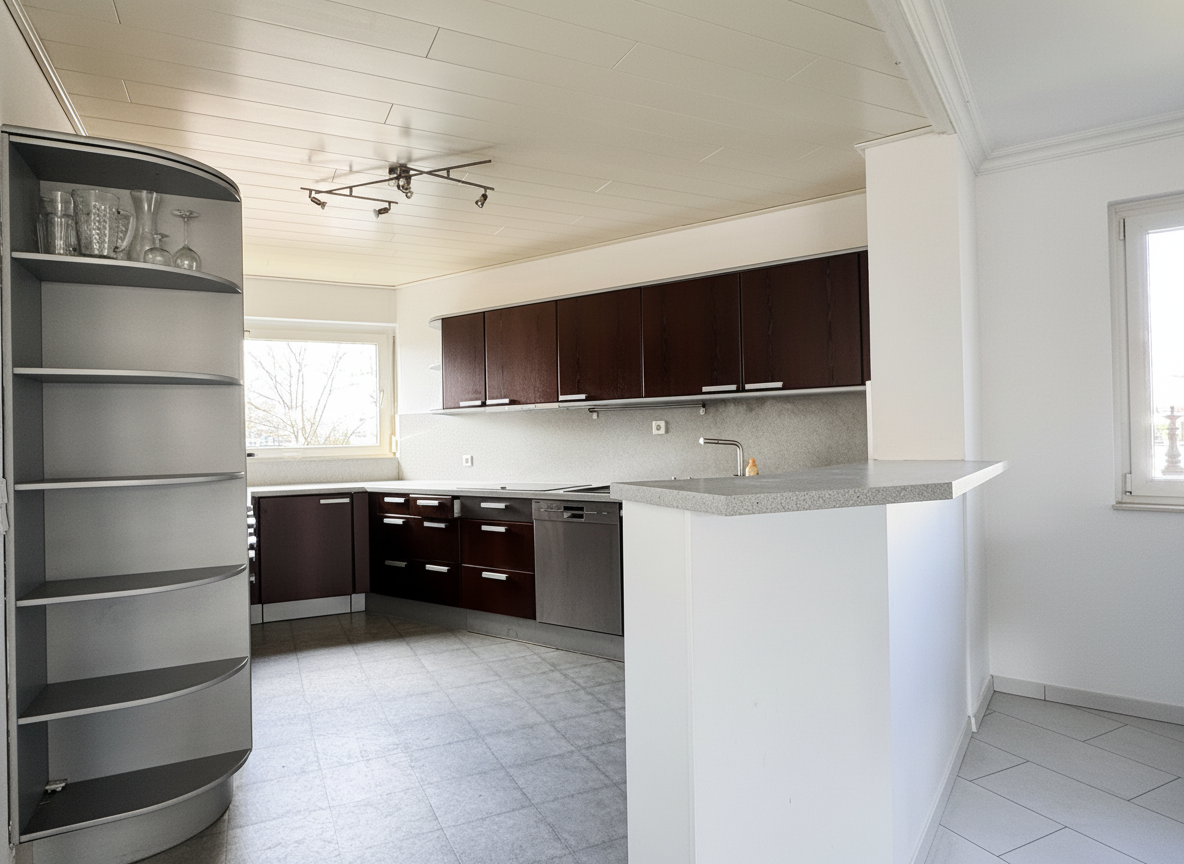 offene Küche mit Einbauküche