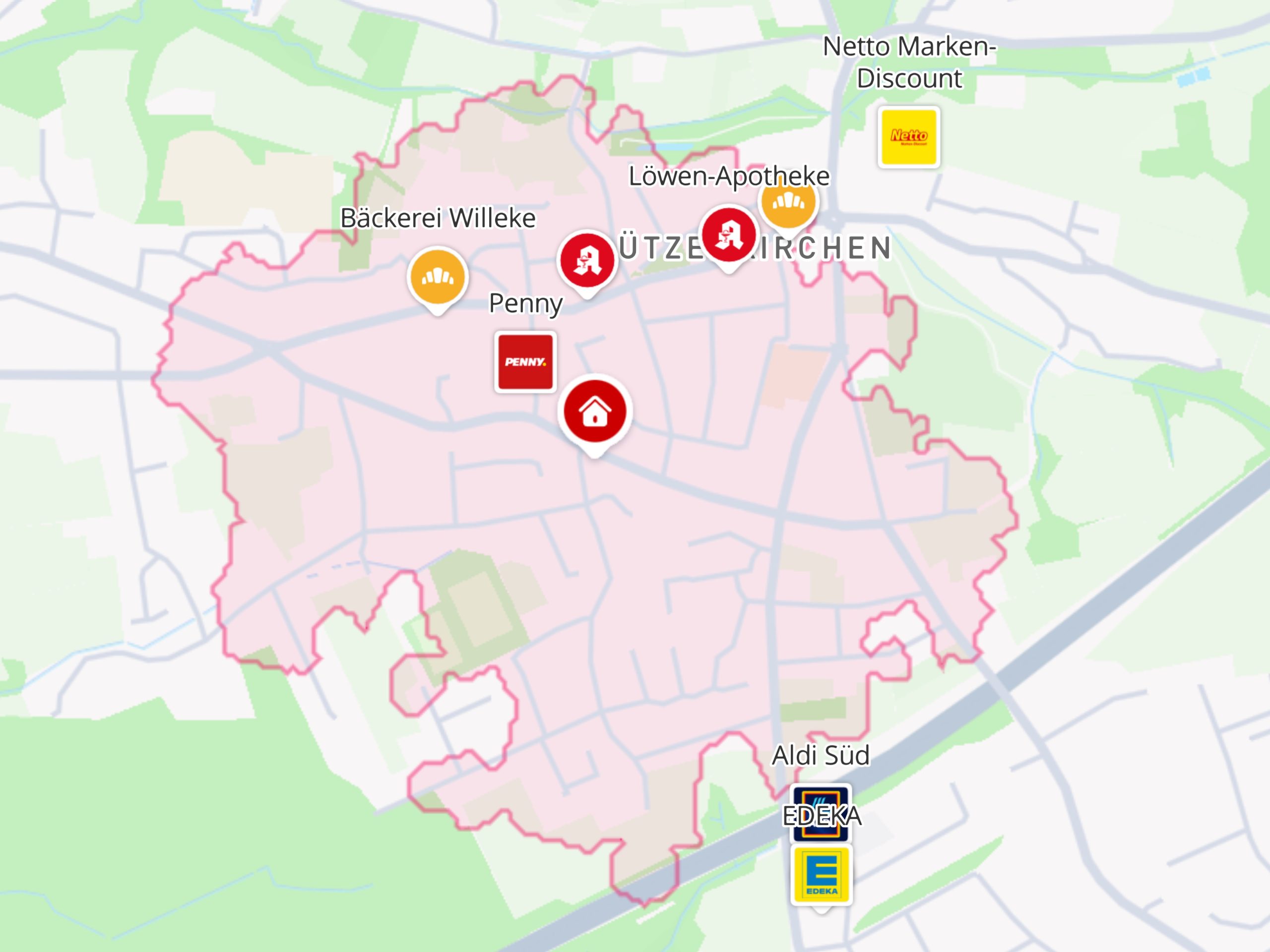 Lageplan (rot 10 Min zu Fuß)